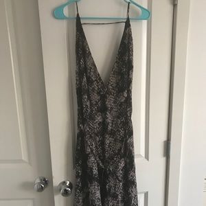 Deep V-Neck Strappy Midi Dress